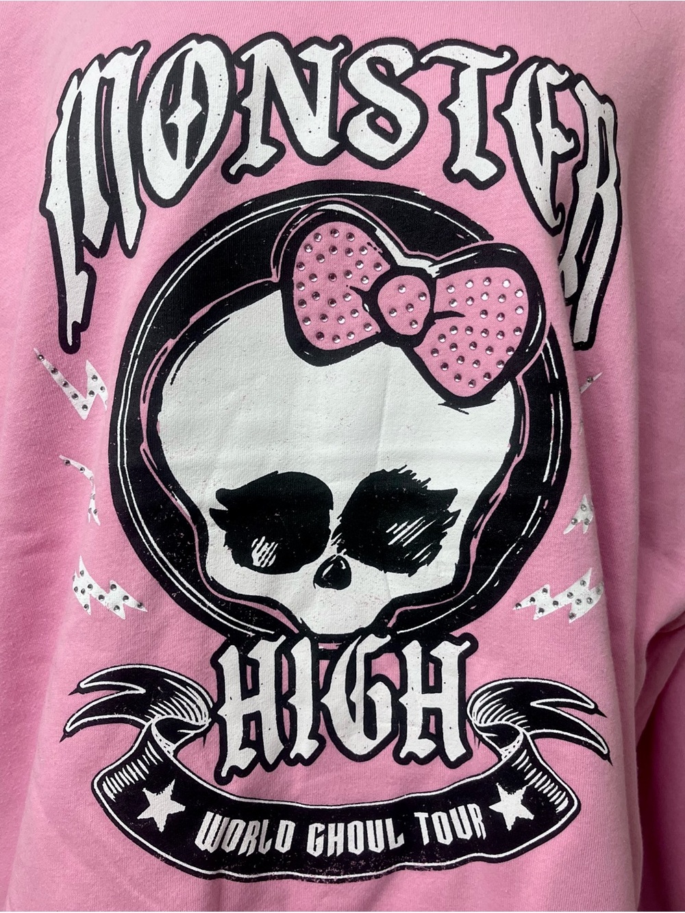 NWT Pink Monster High Skull Logo Soft Sweatshirt - Adult Large - Picture 2 of 6